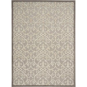Aloha Natural 8 ft. x 11 ft. Floral Contemporary Indoor/Outdoor Patio Area Rug