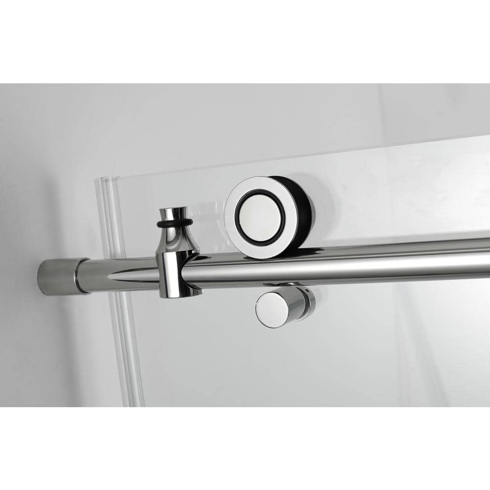 Coraline 76" Frameless Sliding Shower Door with Clear Glass and Chrome Finish