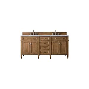 Brittany 72.0 in. W x 23 in. D x 34 in. H Bathroom Vanity in Saddle Brown with Arctic Fall Solid Surface Top