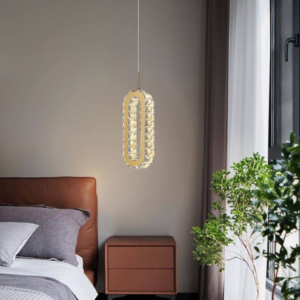 Home Lighting 24-Watt 1-Light Gold 1-Pack Modern LED Mini Oval Crystal Chandeliers for Bedroom Living Room Bathroom price history on PriceWatchPro