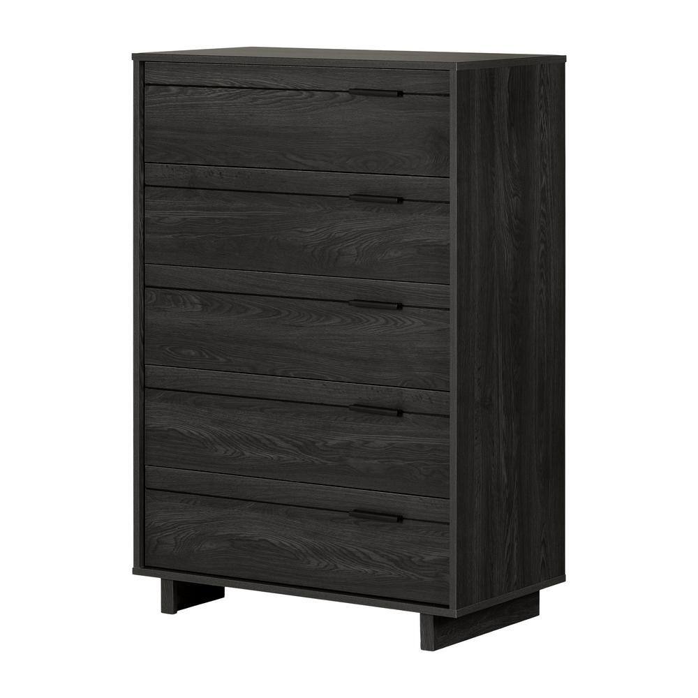 Gray Oak 5-Drawer Chest with Soft Close Drawer
