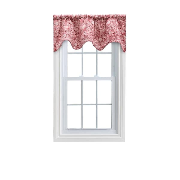 Segovia 16 in. L Cotton Lined Scallop Valance in Red