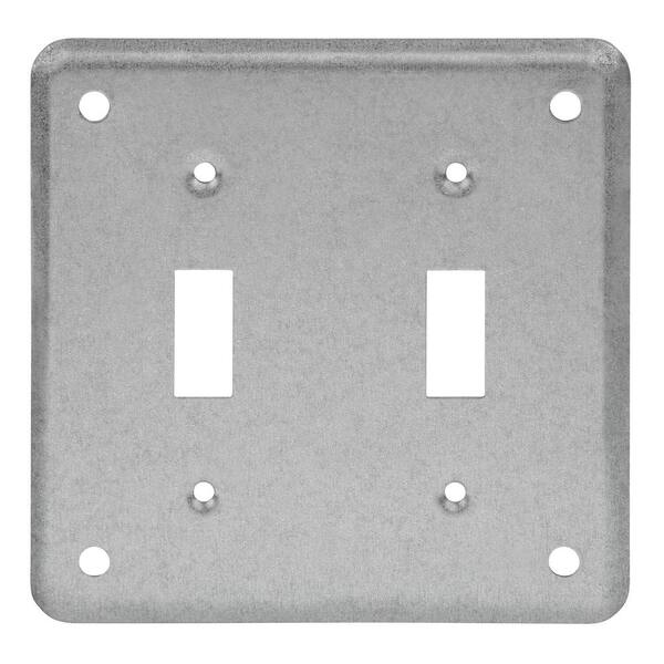 Steel City 2-Gang 4 in. Metallic Square Toggle Switch Box Cover