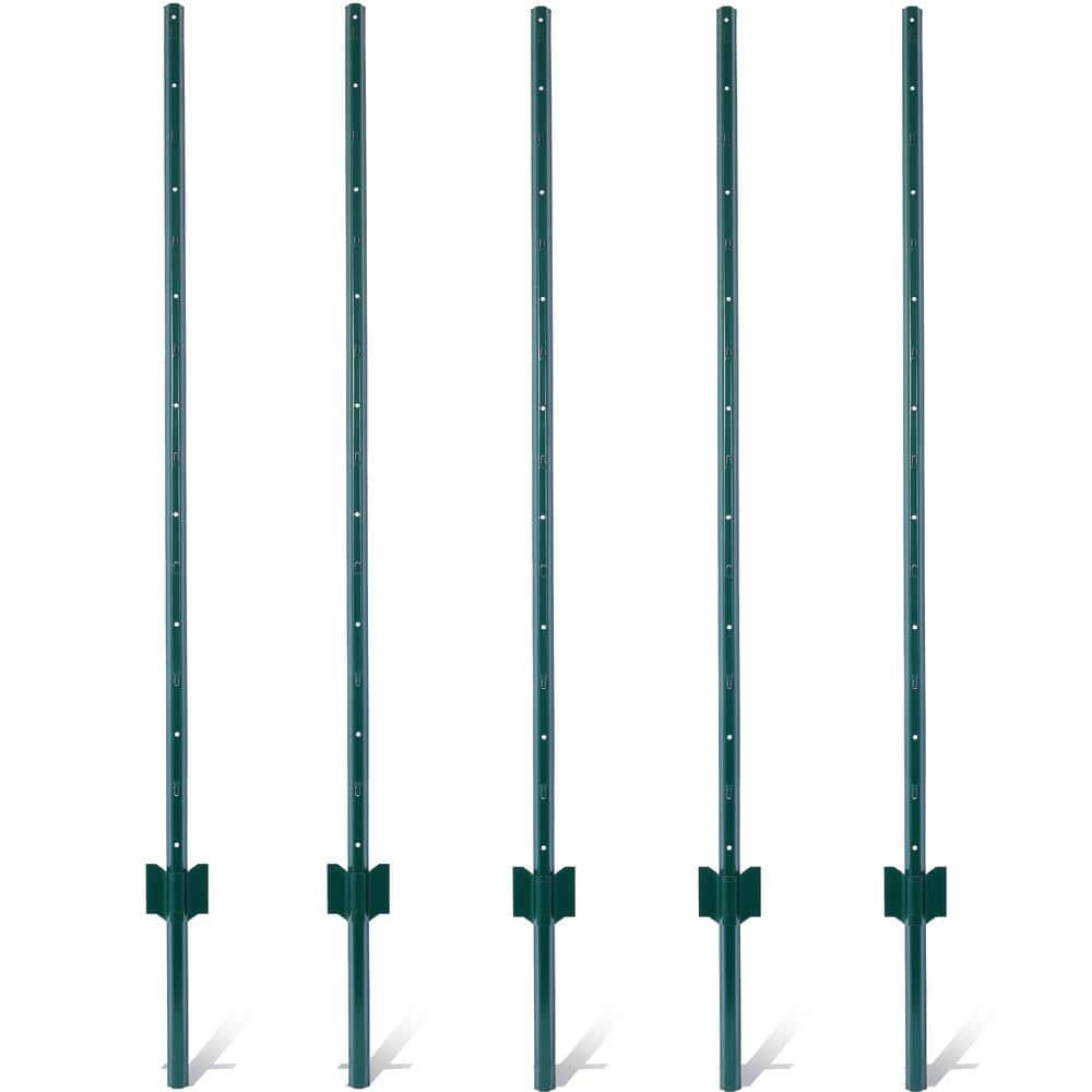 60 in. Heavy Duty Metal Garden Fence Post, Steel Fence U-Post for Holding G