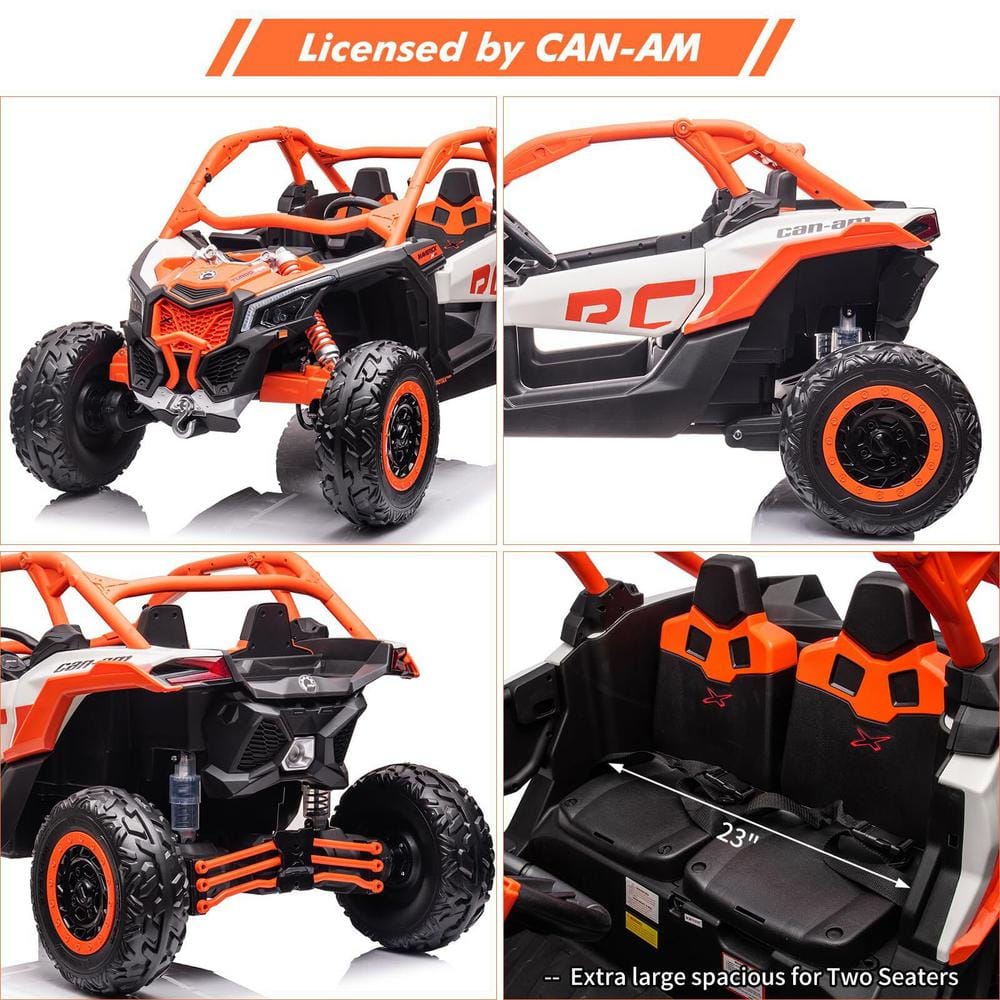 24V Orange Ride-On UTV with Remote Control and Music Player