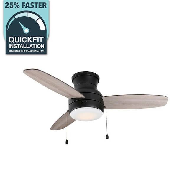 Ashby Park 44 in. White Color Changing Integrated LED Matte Black Ceiling Fan with Light Kit and 3 Reversible Blades
