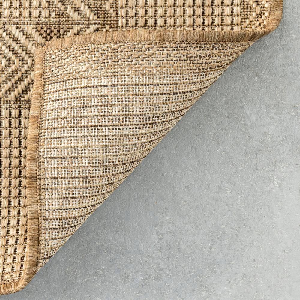 Beige Geometric Patterned Indoor/Outdoor Area Rug 6'7" x 9'