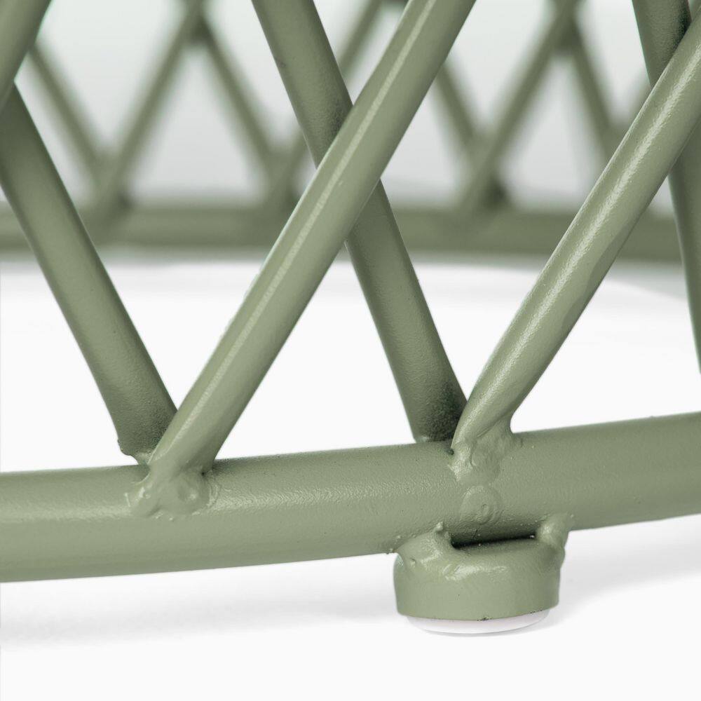 Matte Green 19 Inch Lattice Iron Outdoor Side Table