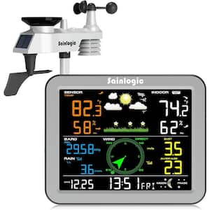 LCD Wireless 10 in 1 Indoor/Outdoor Weather Station with Rain Gauge, Wind Speed/Direction and Alarm in Gray