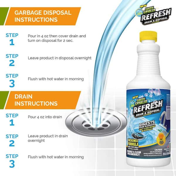 Green Gobbler Refresh 32 Oz Concentrate Garbage Disposal Drain Cleaner And Deodorizer Ggrgd The Home Depot