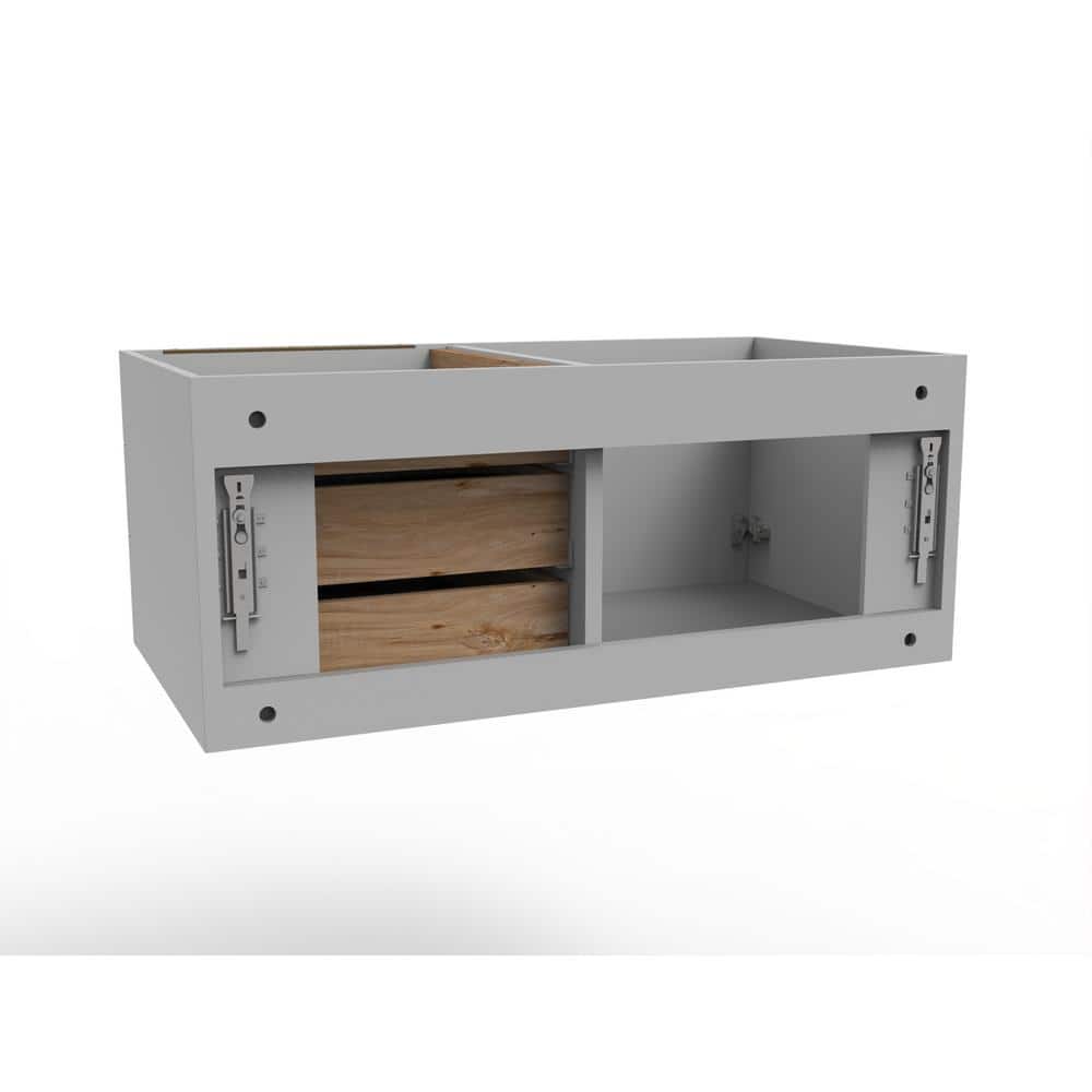 Gray and Gold 35" Birch Floating Vanity Base