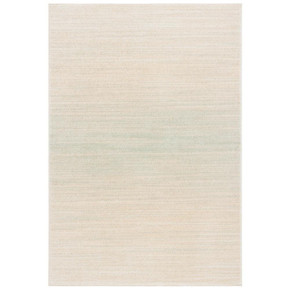 Green and Ivory Hand-knotted Synthetic 6' x 9' Area Rug