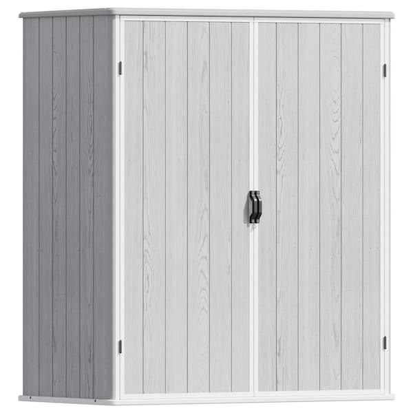 Patiowell 57 in. W x 30.3 in. D x 66.1 in. H Outdoor Storage Cabinet with Lockable Doors in White