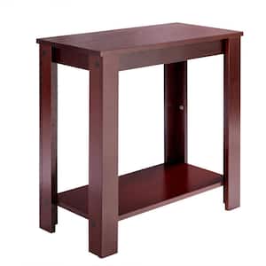 23.5 in. W * 11.5 in. D * 24 in. H Espresso Wooden Rectangular End Table with 2-Tier Shelves