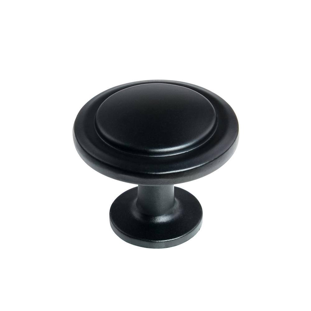 P50154L-FB 1 1/4" Flat Black Round Cabinet Drawer Knob Set of 10