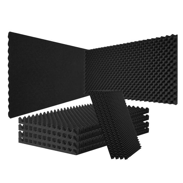 Acoustic Foam Panels, 2 Pack 48 x 24 x 2 in. es, Egg Designed Soundproof Wall Panels, Polyurethane, Black