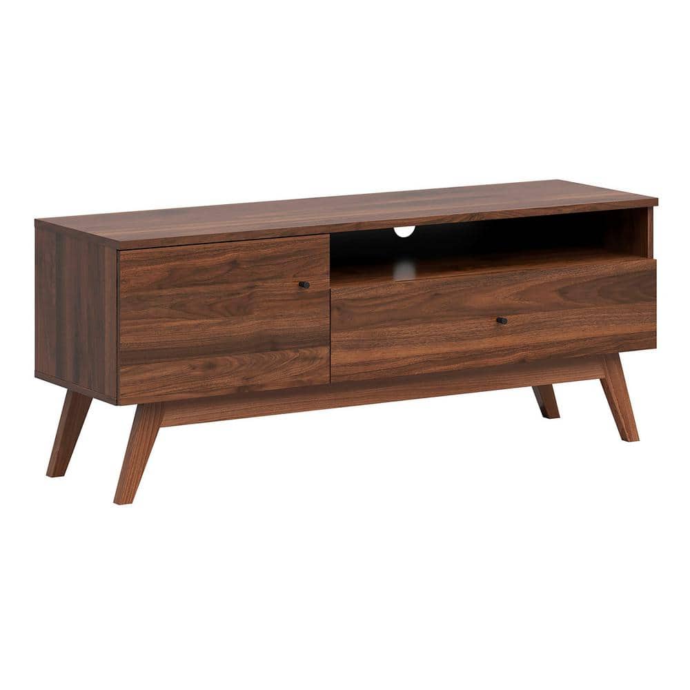 Black Walnut 53" TV Stand with Cabinet and Drawer