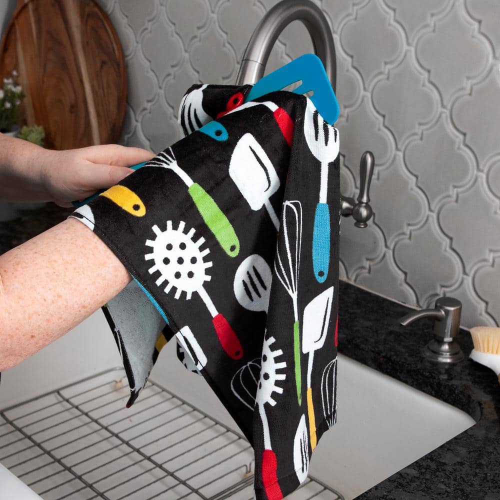 T-fal Print Fiber Reactive Kitchen Towel, Two Pack, Utensils