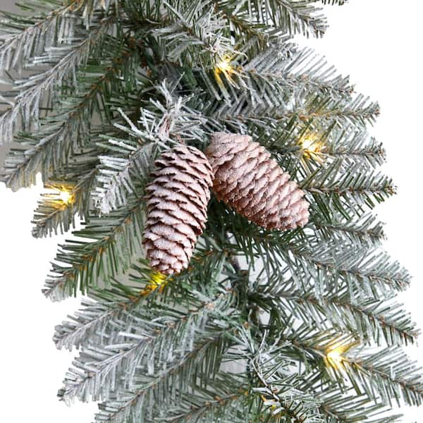 Nearly Natural 6' Frosted Artificial Christmas Garland with Pinecones and 50 Warm White LED Lights