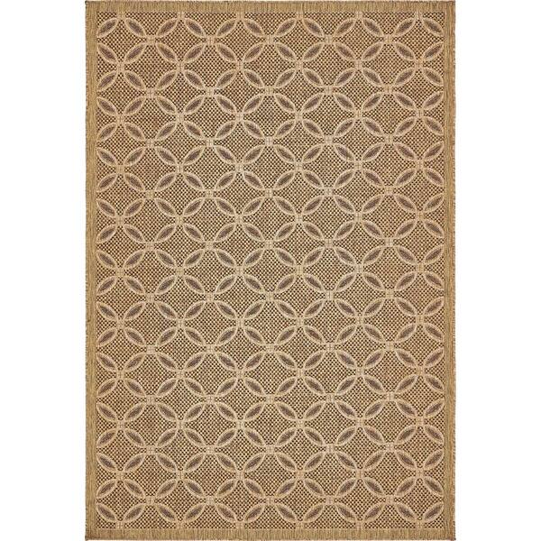 Unique Loom Outdoor Spiral Light Brown 6' 0 x 9' 0 Area Rug