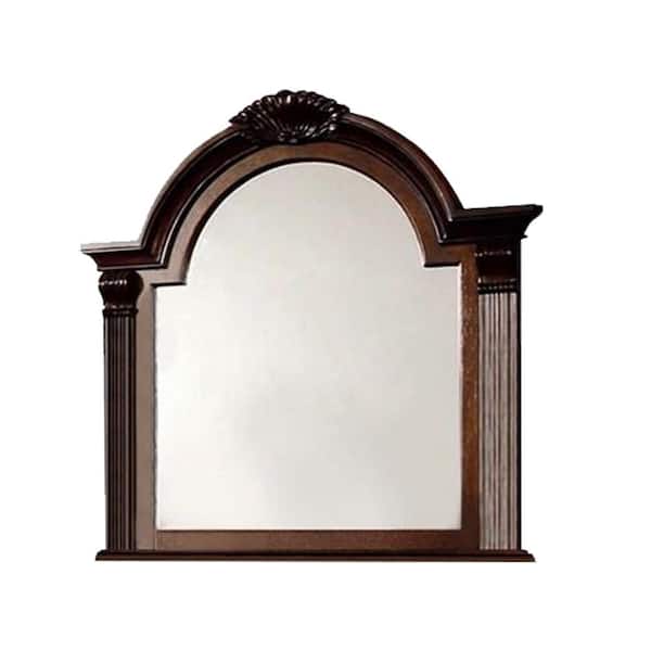 Large Arch Brown Cherry Beveled Glass Classic Mirror (45.25 in. H x 45.5 in. W)
