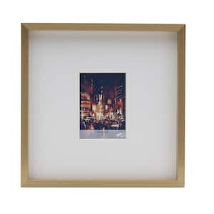 16x16 in. Gallery Picture Frame 15x15 in. Photo without Mat, 5x7 in. Photo with Mat, 2 mm Beveled Mat, Champagne