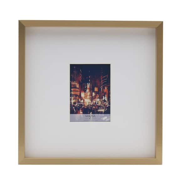 Mikasa 16 x 16 in. Gallery Picture Frame 15 x 15 in. Photo Mat, 5 x 7 in. Photo Mat, 2 mm Beveled Mat, Champagne