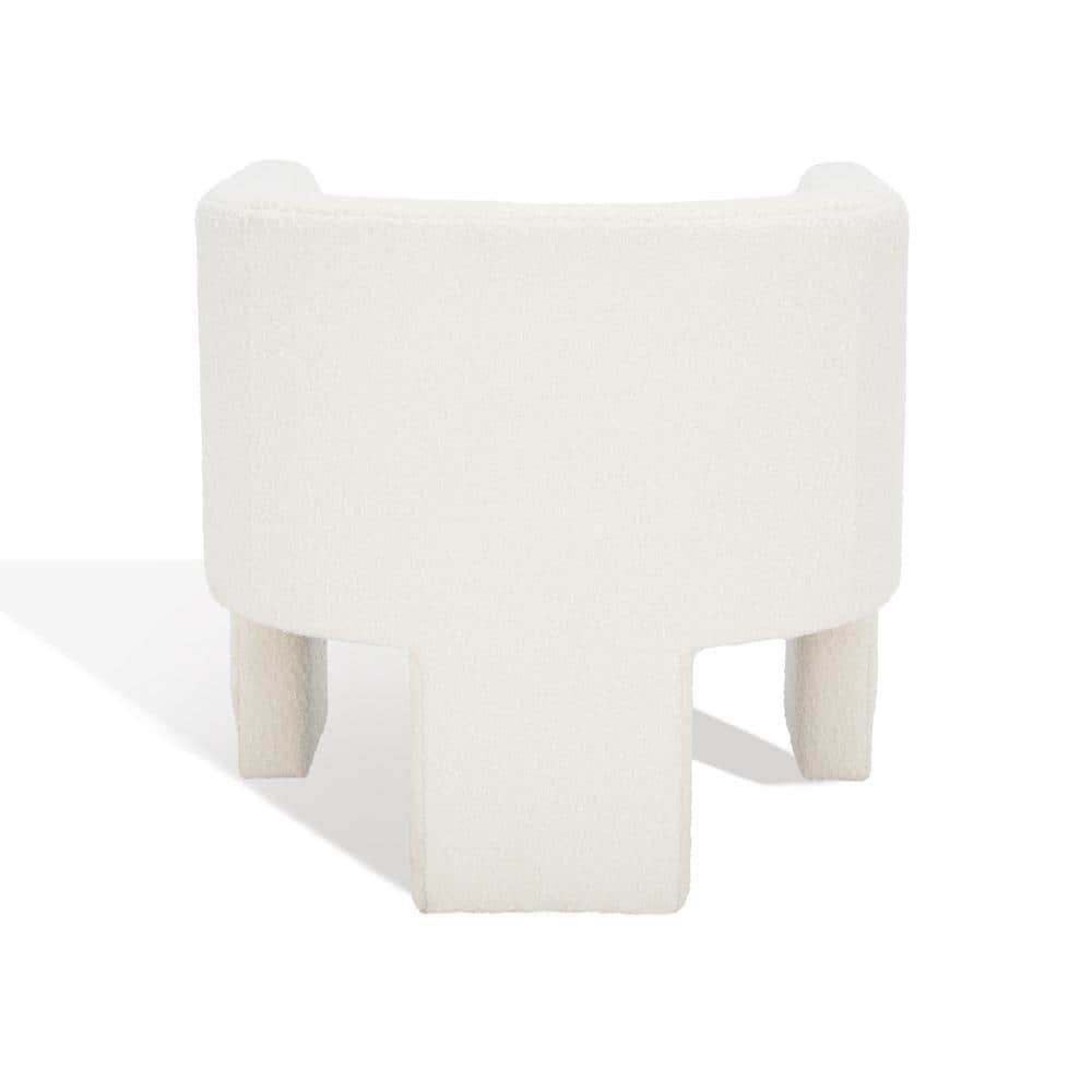 Ivory Barrel Back Wood Accent Chair with Tripod Base