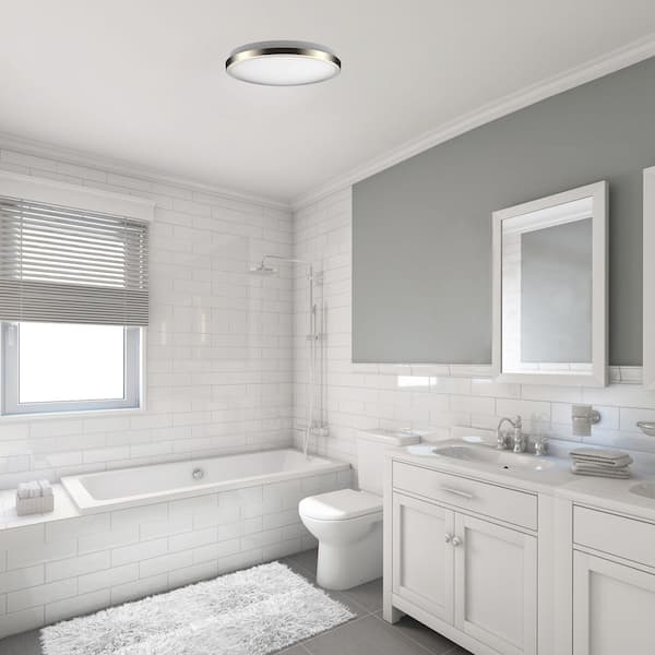 10 in. Modern Ring Brushed Nickel LED Flush Mount Ceiling Light Fixture 3000K Soft White For Kitchen or Bedroom