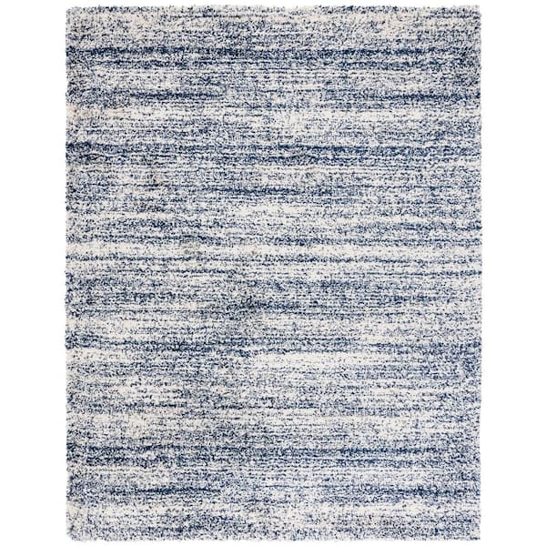 Hudson Shag 9 ft. x 12 ft. Ivory/Navy Solid Marle Area Rug