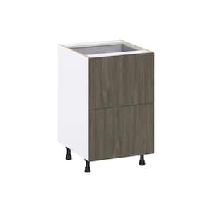 Medora Textured 21 in. W x 34.5 in. H x 24 in. D in Slab Walnut Shaker Assembled Base Kitchen Cabinet with 3 Drawers