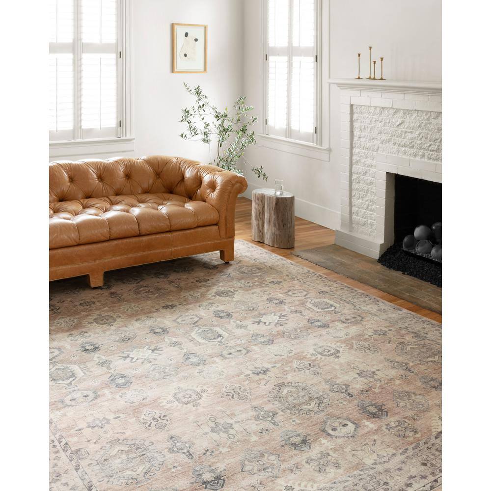 Gray and Beige Rectangular Synthetic 5' x 7' Area Rug