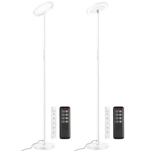 Double Side Lighting 71 in. White Dimmable and Color Temperature Adjustable LED Torchiere Floor Lamp Set (Set of 2)