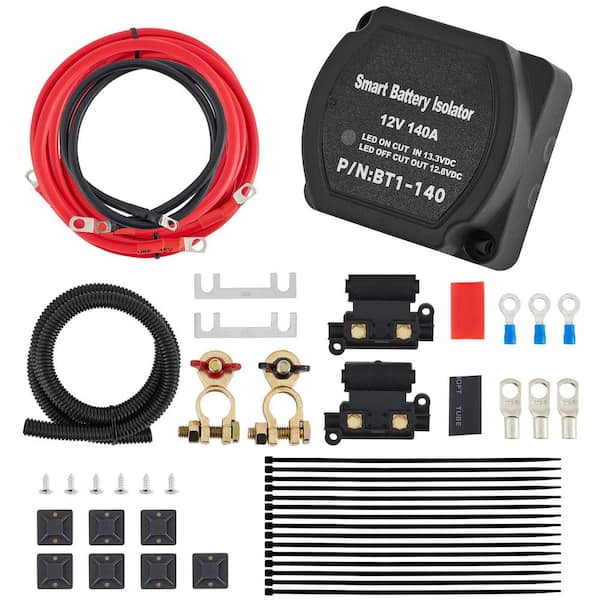 Dual Battery Isolation Kit 6m 12V Auto Split Charge Relay System with 140AMP VSR Fits RVs Marine Crafts Cars Trucks