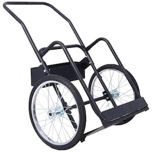 Large Dual Oxygen Tank Cart Dolly Double Cylinder Cart, 20 in. Pneumatic Wheels Includes 2 Fastening Belts in Black