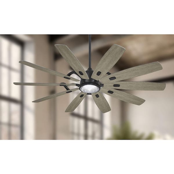 Barn 65 in. Integrated LED Indoor Coal Black Smart Ceiling Fan with Light and Remote Control