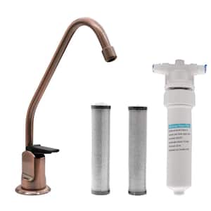 8 in. Touch-Flo Style Cold Water Dispenser Faucet Kit with In-line Filter and 2-Pack Cartridges, Antique Copper