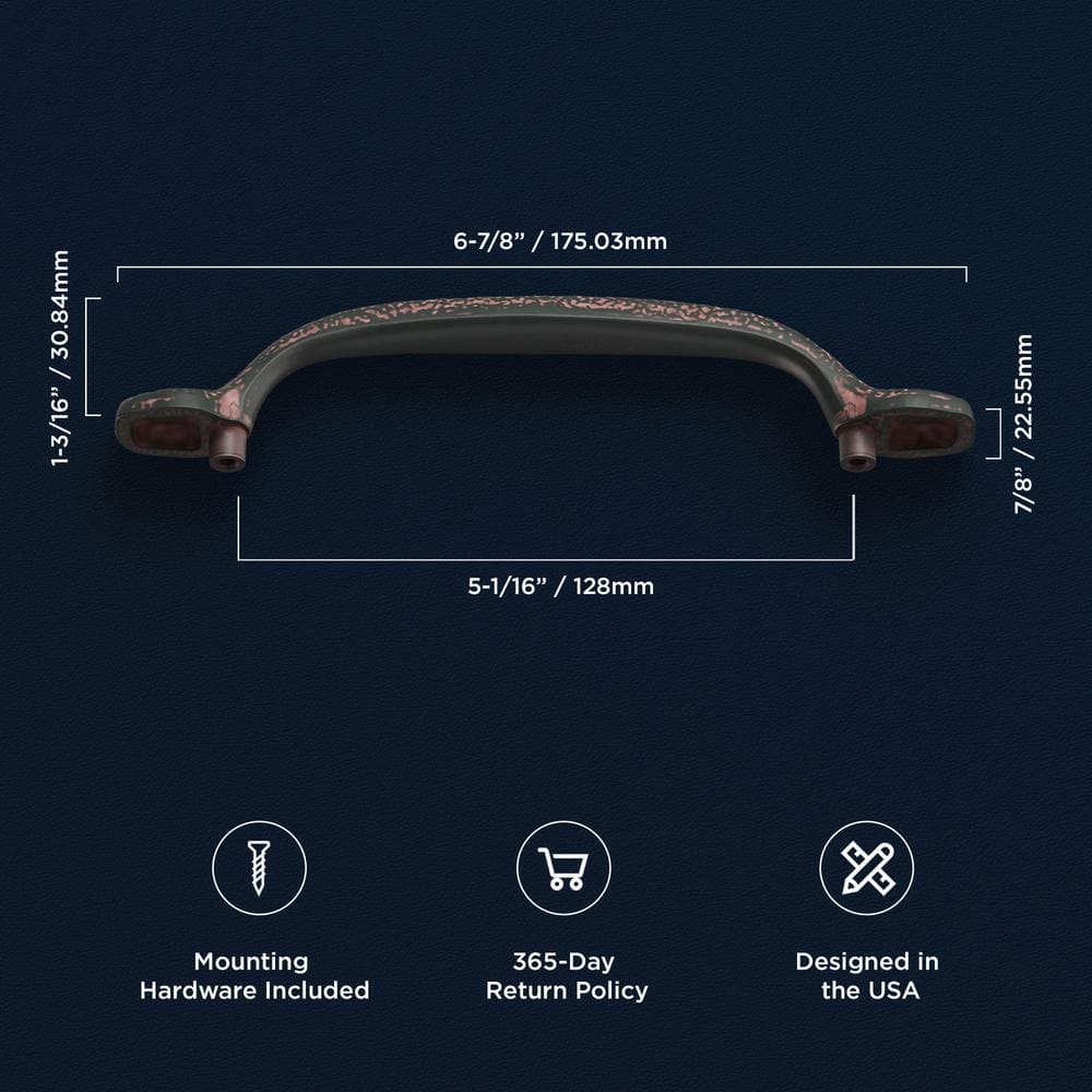 Rustic Iron 7-Inch Matte Cabinet Bar Handle with Mounting Hardware
