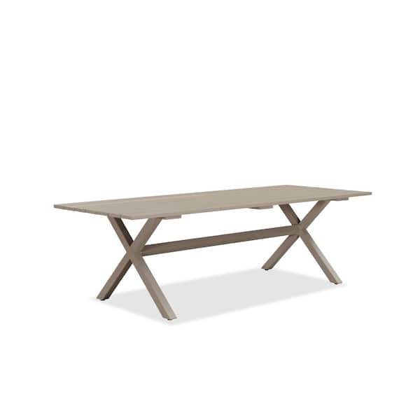 PURPLE LEAF Patio Dining Table All-Weather Wicker Outdoor Patio Furniture All Aluminum Frame for Garden Backyard Deck, champagne