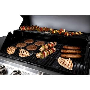 4-Burner Open Cart Propane Gas Grill in Stainless Steel with Side Burner