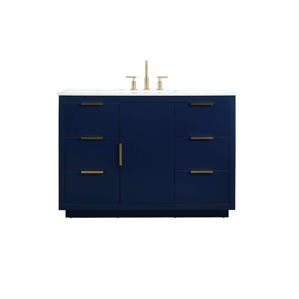 Simply Living 48 in. W x 22 in. D x 34 in. H Bath Vanity in Blue with Calac