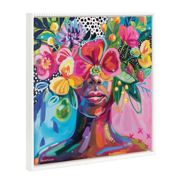 Kate and Laurel Sylvie She Was A Curious Mind 1-Piece White Framed Canvas Art Print, 22.00 in. x 22.00 in.