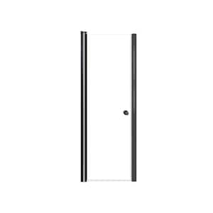 Lyna 25 in. W x 70 in. H Pivot Frameless Shower Door in Matte Black with Clear Glass