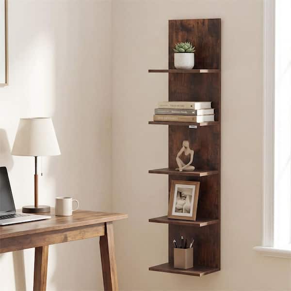 2-Pack Wooden Floating Shelves – Rustic Industrial Wall Mounted Display Racks For Storage