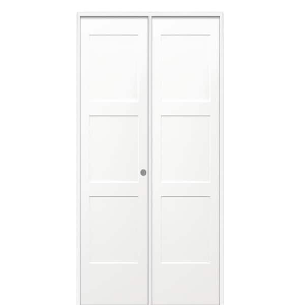MMI DOOR 48 in. x 80 in. Birkdale Primed Left-Handed Solid Core Molded Composite Prehung Interior French Door on 6-9/16 in. Jamb