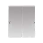 60 in. x 96 in. Beveled Edge Backed Mirror Aluminum Frame Interior Closet Sliding Door with White Trim