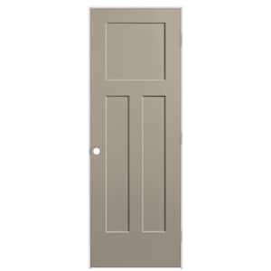 28 in. x 80 in. 3-Panel Winslow Left-Hand Hollow Core Smoked Tan Molded Composite Single Prehung Interior Door