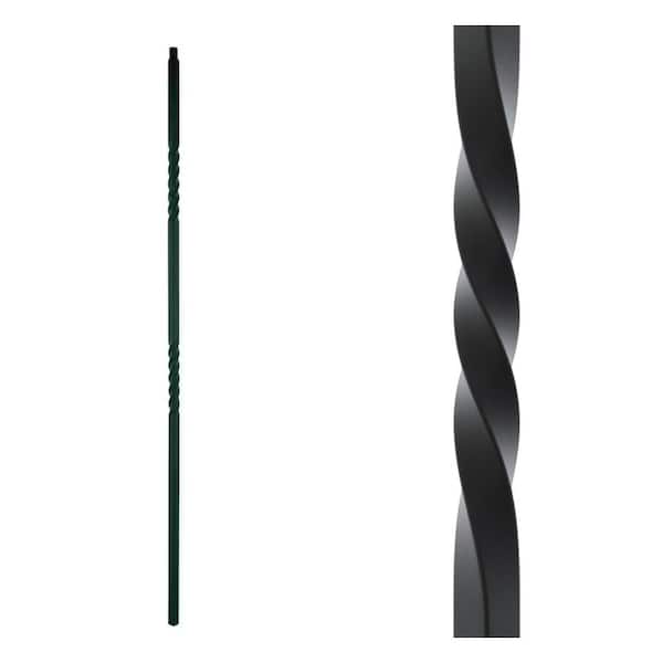 EVERMARK Stair Parts 44 in. x 5/8 in. Satin Black Double Twist Iron Baluster for Stair Remodel