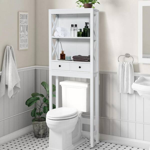 Costway 34 in. W x 39 in. H x 7.5 in. D White Over The Toilet