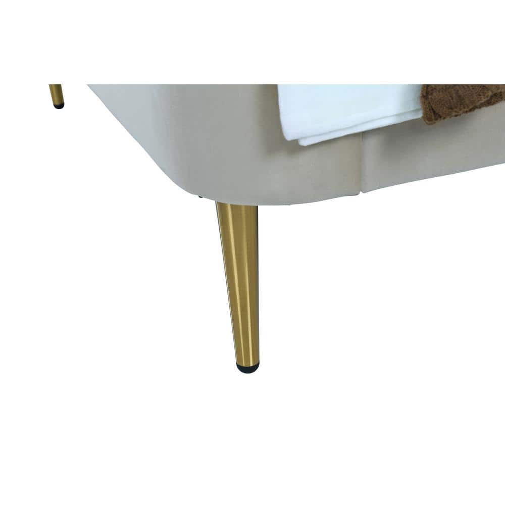 Heather Gold-Finished Twin Velvet Upholstered Bed with Slats